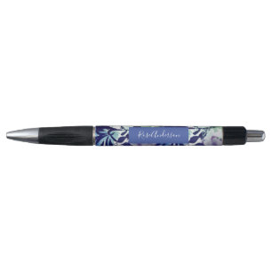 Chic Blue Purple Floral Typography