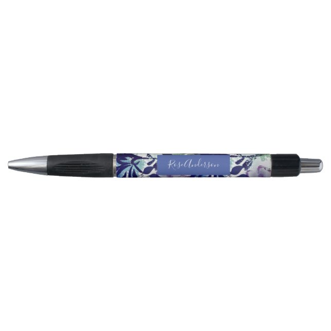 Chic Blue Purple Floral Typography (Front)
