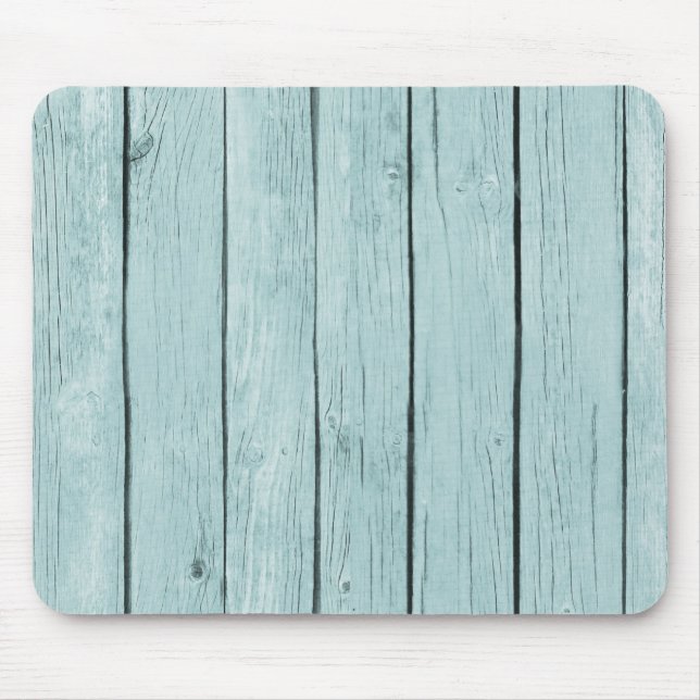 Chic Blue Rustic Wood Mouse Pad (Front)