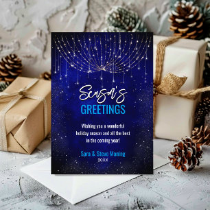 Chic blue silver glitter Christmas lights new year