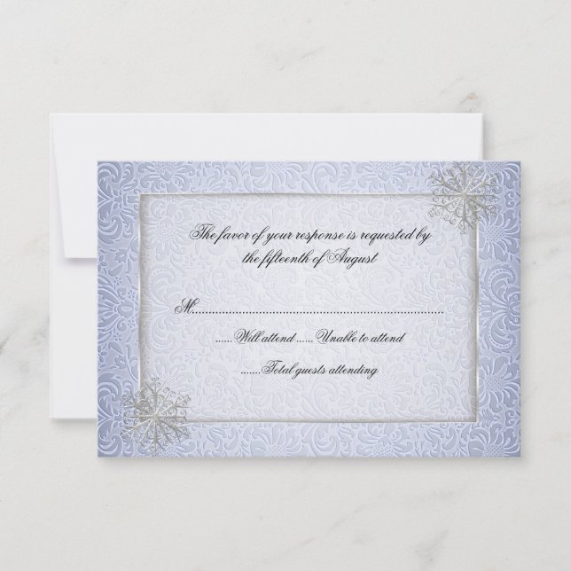 Chic Blue Snowflake Wedding Response Card (Front)