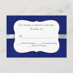 Chic Blue Snowflakes Wedding RSVP Card