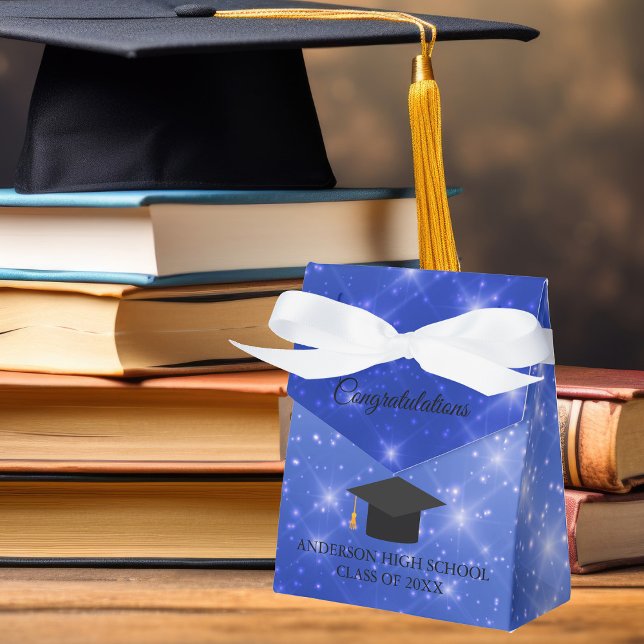 Chic Blue Sparkle Graduation Custom 2026 Party Favour Box (Creator Uploaded)