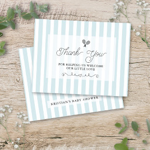 Chic Blue Striped Tennis Preppy Thank You Cards
