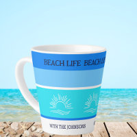 Chic Blue Stripes Family Name Beach House