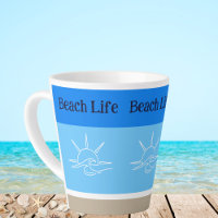 Chic Blue Stripes Tan Beach House