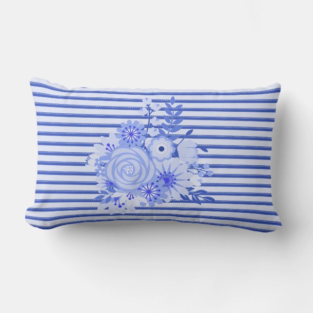 Chic Blue Stripes Throw Pillow (Front)