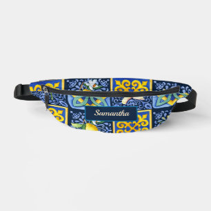 Chic Blue teal Sicilian citrus Mediterranean Bum Bags