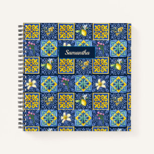 Chic Blue teal Sicilian citrus Mediterranean Notebook