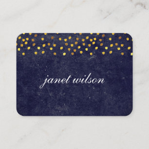 chic blue texture with golden spot pattern business card