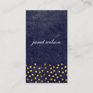 chic blue texture with golden spot pattern business card