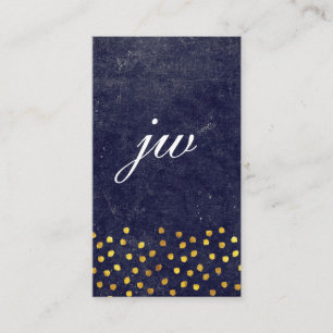 chic blue texture with golden spots monogram business card