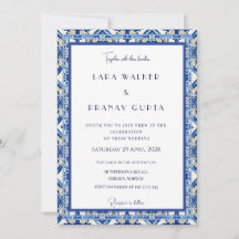 Chic Blue Tile Wedding Elegance