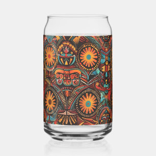 Chic Blue "Timeless Ancestral Imprint" Printed Can Glass