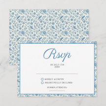 Chic Blue Toile de Jouy Floral Border Wedding