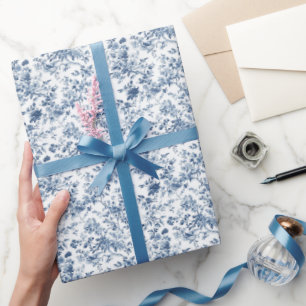 Chic Blue Toile Garden Wrapping Paper