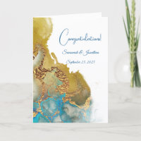 Chic Blue Turquoise Gold Abstract Wedding
