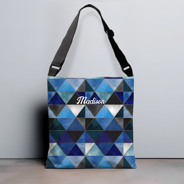 Chic blue turquoise grey geometric crossbody bag (Creator Uploaded)