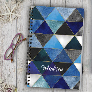 Chic blue turquoise grey geometric sketchbook notebook