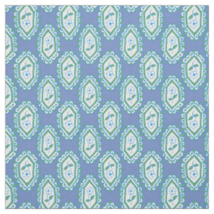 Chic Blue Vintage Periwinkle Floral Pattern Fabric