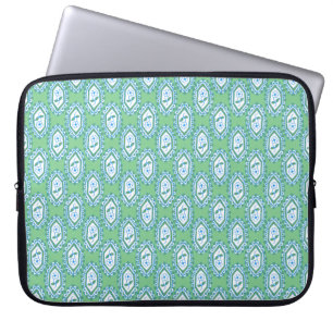 Chic Blue Vintage Periwinkle Floral Pattern Laptop Sleeve