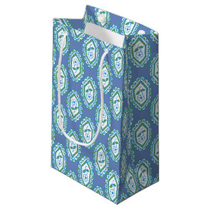 Chic Blue Vintage Periwinkle Floral Pattern Small Gift Bag