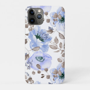 Chic Blue Watercolor Flowers iPhone Case