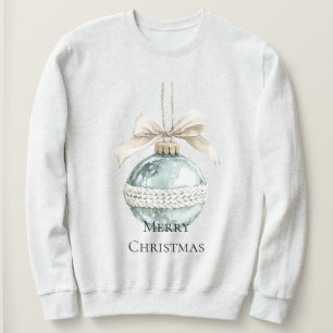 Chic Blue White Bow Ornament Sweatshirt