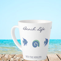 Chic Blue White Fish and Shell Family Beach House