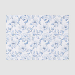 Chic Blue White Floral Bridal Shower Tissue Paper