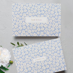 Chic Blue & White Floral Couple Wedding Guest Book