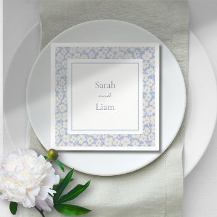 Chic Blue & White Floral Paper Napkin