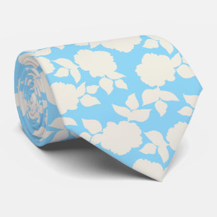 Chic blue &white floral pattern tie