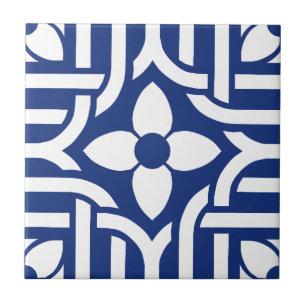 Chic Blue &White Floral Tile