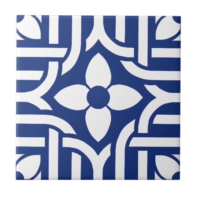 Chic Blue &White Floral Tile (Front)