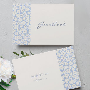 Chic Blue & White Floral Wedding Guest Book