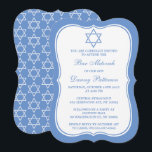 Chic Blue & White Jewish Star Of David Bar Mitzvah Invitation<br><div class="desc">These invitations can be customised for any Jewish holy event including Bar Mitzvah, Bat Mitzvah, Confirmation, Wedding, etc. Add your custom wording by using the "Edit this design template" section or click the blue "Customise it" button to change the font style and colour, or to add a photo or extra...</div>