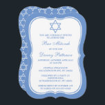Chic Blue & White Jewish Star Of David Bar Mitzvah Invitation<br><div class="desc">These invitations can be customised for any Jewish holy event including Bar Mitzvah, Bat Mitzvah, Confirmation, Wedding, etc. Add your custom wording by using the "Edit this design template" section or click the blue "Customise it" button to change the font style and colour, or to add a photo or extra...</div>
