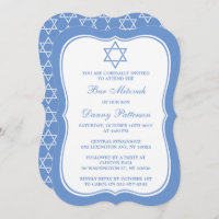 Chic Blue & White Jewish Star Of David Bar Mitzvah