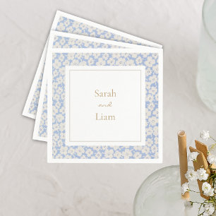 Chic Blue & White Petit Fleur Paper Napkin