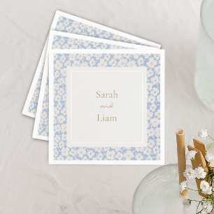 Chic Blue & White Petit Fleur Paper Napkin