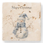 Chic Blue White Snowman Christmas