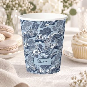 Chic Blue white willow chinoiserie cottage Paper Cups