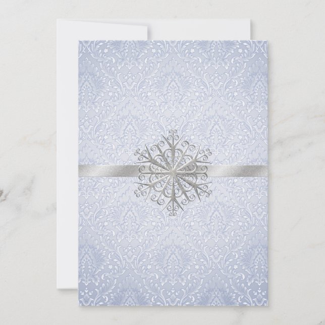 Chic Blue Winter Snowflake Wedding Invitation (Front)