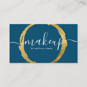Chic Blue with Gold Circle Ring Business Card