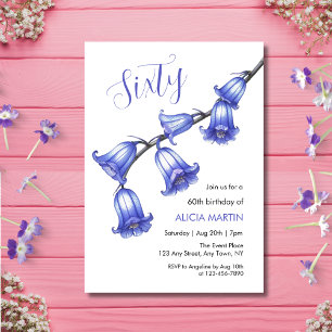 Chic Bluebell Flower Blossom 60th Birthday Invitation