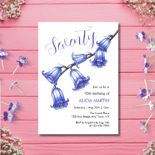 Chic Bluebell Flower Blossom 70th Birthday Invitation