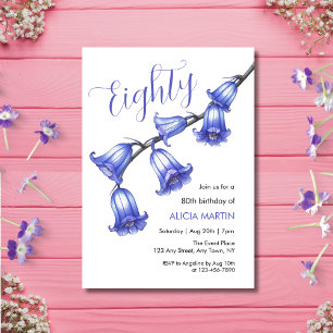 Chic Bluebell Flower Blossom 80th Birthday Invitation