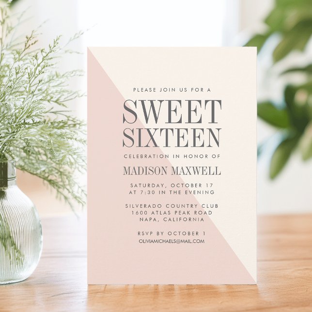 Chic Blush and Cream Sweet Sixteen Invitation (Creator Uploaded)