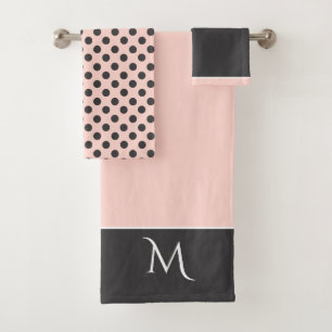 Chic Blush and Grey Bath Towel Set
